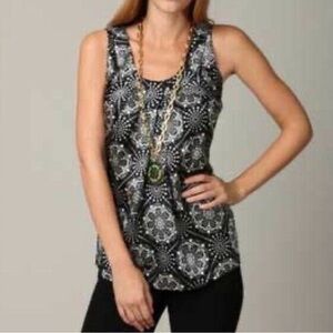 Tory Burch Gray Silk Masquerade Mask Print Sleeveless